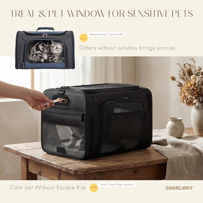 Top and Side Expandable Pet Carrier with Treat & Pet Window,17x11x9.5 Inch Alaska Hawaiian Airline Approved,Soft-Sided Dog Carrier for Small Dogs and Cats,Travel Cat Carrier with Locking Zippers