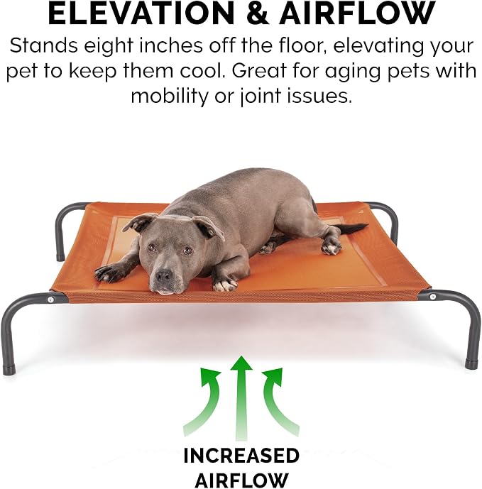 FurHaven Elevated Pet Cots - Cooling & Breathable Nylon Mesh Hammock for Large Dogs/Easy-to-Assemble/Durable and Reinforced/Perfect for Rest & Relaxation Outdoors - Terracotta Red, Extra Large