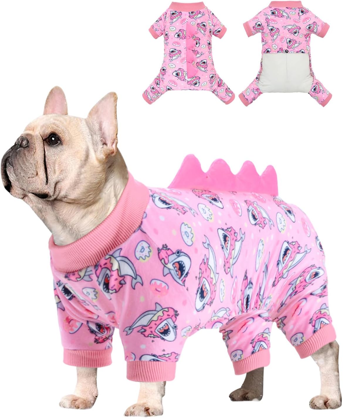 CuteBone Dinosaur Costume Dog Pajamas, Stretchy Spandex Crystal Velvet Sleepwear Coat for Small Dogs, Soft & Warm Pet Outfit Clothes for Cold Weather, Cozy Pullover Design COSP09S