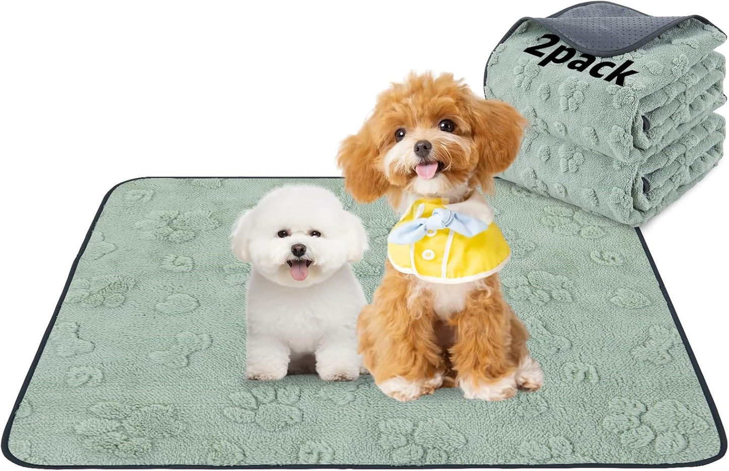 LOOBANI Washable Pee Pads for Dogs: 2 Pack Super Absorbent Reusable Puppy Pads, Leakproof and Waterproof Dog Training Pads Whelping Pads for Potty, Floor, Crate, Couch Bed and Travel, 36"x41"