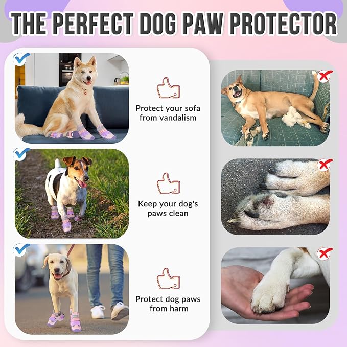 SlowTon Dog Shoes for Large Small Medium Dogs - Breathable Dog Boots for Summer Hot Pavement, Paw Protector for Outdoor Walking Winter Snow, Anti-Slip Rubber Dog Booties for Hard Floor (Pale Pink, 8)
