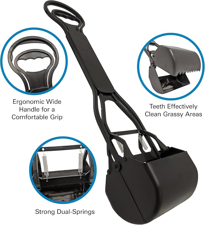 Four Paws Wee-Wee Allen's Spring Action Scooper, Hard Surfaces, Medium | Dog pooper scooper, great for concrete or hard flooring, single-handed use, wide handle for comfortable grip