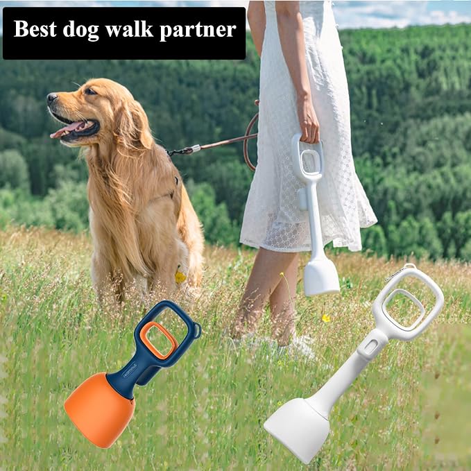 Dog Pooper Scooper for Large & Small Dogs, Heavy Duty Super Portable Poop Waste Pick Up, High Strength Material with Bag Dispenser, Easy Grass & Gravel Pick Up Dog Leash Clip & Bags Included