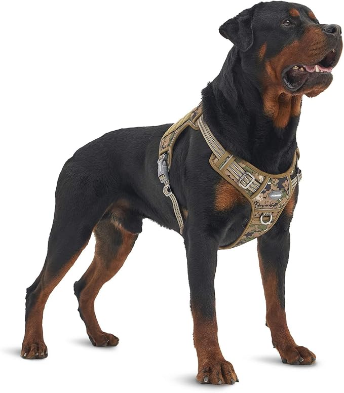 AUROTH Tactical Dog Harness for Large Dogs No Pull Adjustable Pet Harness Reflective Working Training Easy Control Pet Vest Military Service Dog Harnesses Woodland Camo XXL