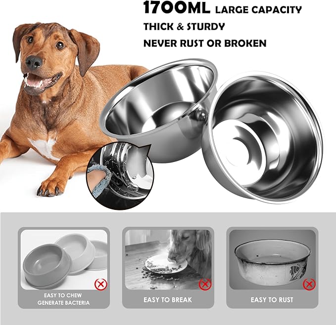 SHAINFUN Elevated Dog Bowls Stand for Medium/Large Dogs with Mat, 6 Height Adjustable Raised Dog Bowl, Three 58oz Food Water Bowls
