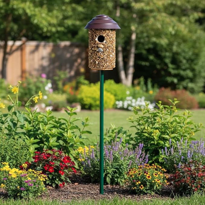 Pebble Stone Bird House for Outside Clearance, HDPE Roof Bird House for Outdoor, Heavy Duty Stone, Hanging Birdhouse for Outside, Wren House 10 Year Lasting (Black