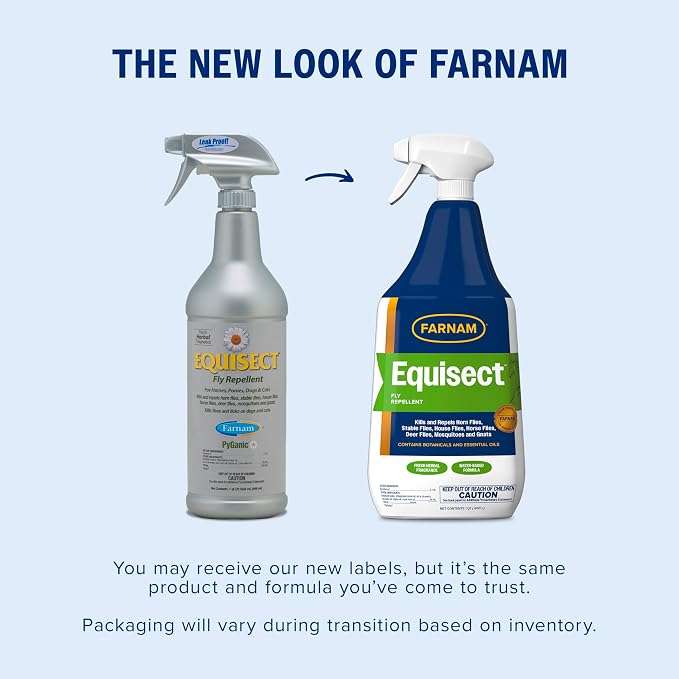 Farnam Equisect Water-Based Botanical Fly Repellent, Horse Fly Spray with Herbal Scent for Horses, Dogs and Cats, 32 Oz