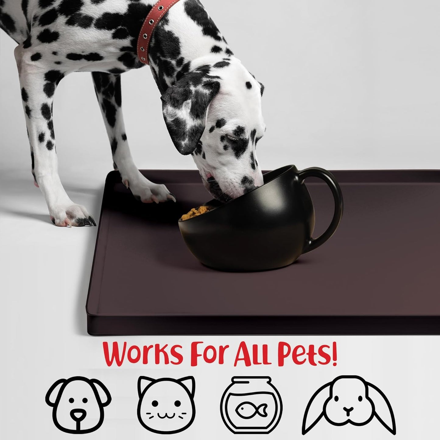 DogBuddy Dog Food Mat – Waterproof Dog Bowl Mat for Food and Water, Silicone Pet Feeding Mats for Floors, Non-Slip Placemat with High Edges for Dogs Bowls, Puppy Essentials (XL: 28" x 18", Coffee)