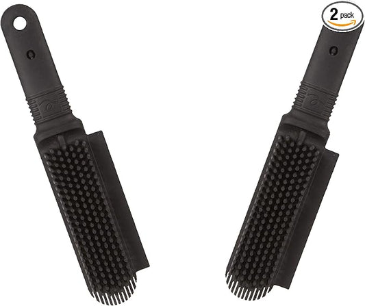 FURemover Plus Pet Hair Rubber Brush with Squeegee, Easily Remove Fur and Lint from Clothing, Carpets and Furniture, Gently Groom Dogs and Cats Wet or Dry, Black, 2 Pack