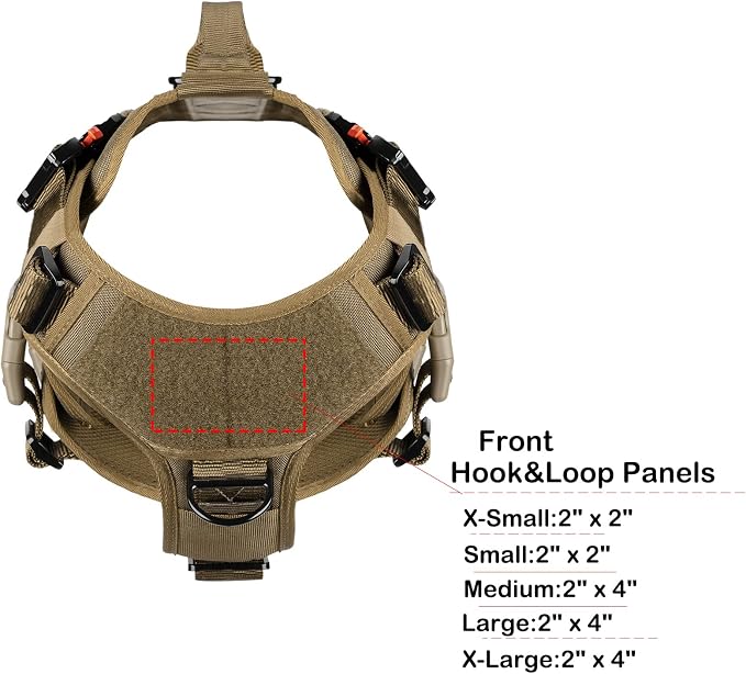 ICEFANG No Pull Tactical Dog Harness for X-Large Dogs,Adjustable Dog Vest | Control Handle,MOLLE Panel,Front Hook,3 Leash Clips,Soft Padded,for walking training,Brown,X-Large