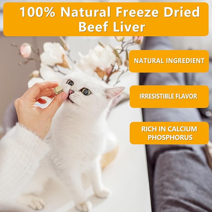 Freeze-Dried Raw Beef Liver Dog Treats, Single Ingredient, High Protein, Grain Free, Gluten Free, Healthy Training Treats & Meal Topper 8.8 oz