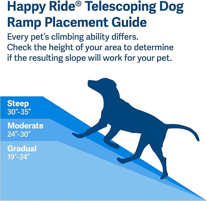 Solvit 62337 Deluxe Telescoping Pet Ramp, Standard (62305) | Extends 39-72 in to Reach Vans & SUVs, High-Traction Surface, Side Rails, Folds with Safety Latch, Supports Dogs up to 400 Lb