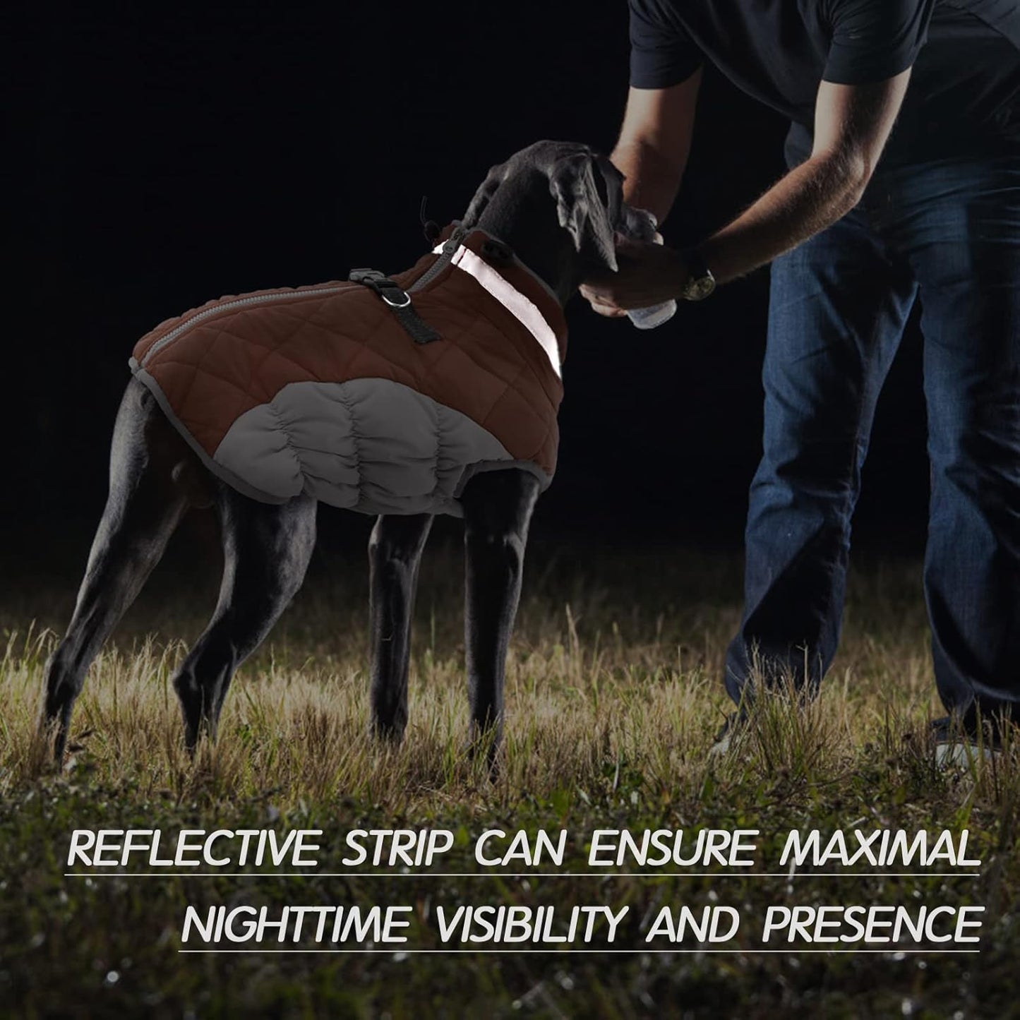 FUAMEY Dog Coat for Small Dogs,Waterproof Dog Winter Jacket with Harness Built in Puppy Cold Weather Coats Reflective Pet Vest with Zipper Warm Fleece Dogs Snowsuit Windproof Brown S