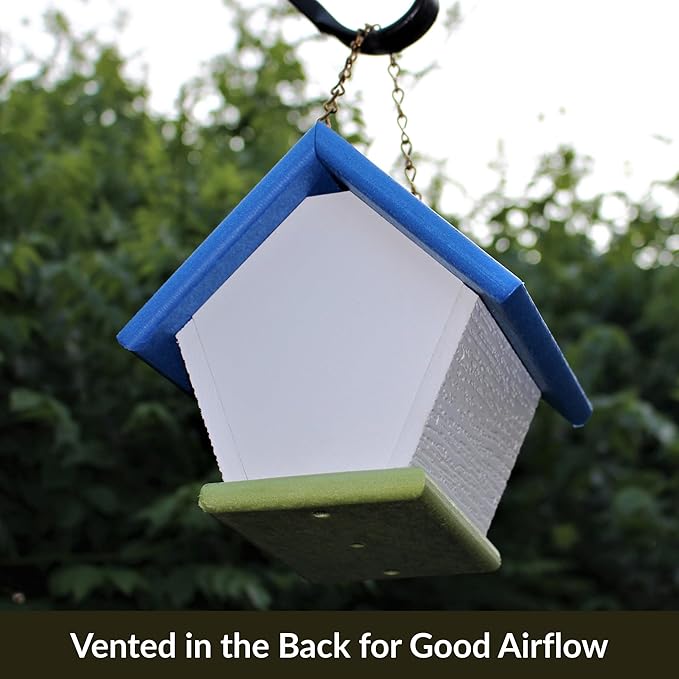 HomePro Garden Hanging Wren House: Brilliant Blue and Green Poly Lumber Bird House
