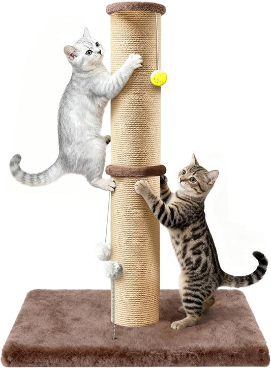 5-Inch Sisal Cat Scratching Post, 36" Tall Scratch Tower, Brown | 6.5" Top Perch, 20.8×15.9" Stable Base, Durable Scratcher, For Indoor Cats