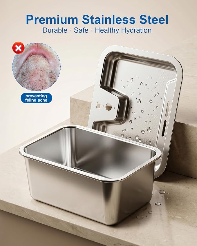 PETNF Dog Water Fountain, 10L Stainless Steel Pet Water Dispenser with 4-Stage Filtration, Ultra-Quiet Pump & Circulating Flow, Ideal for Large Dogs Multi-Pet Home, Perfect for Long Trips & Daily Use
