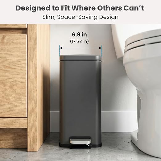 iTouchless 3 Gallon / 12 Liter Outdoor Pet Waste Bin with AbsorbX Odor Filter - Stainless Steel Garbage Can with Lid & Pedal - Small Trash Can for Patio, Deck, Yard, and Garage, Matte Gray