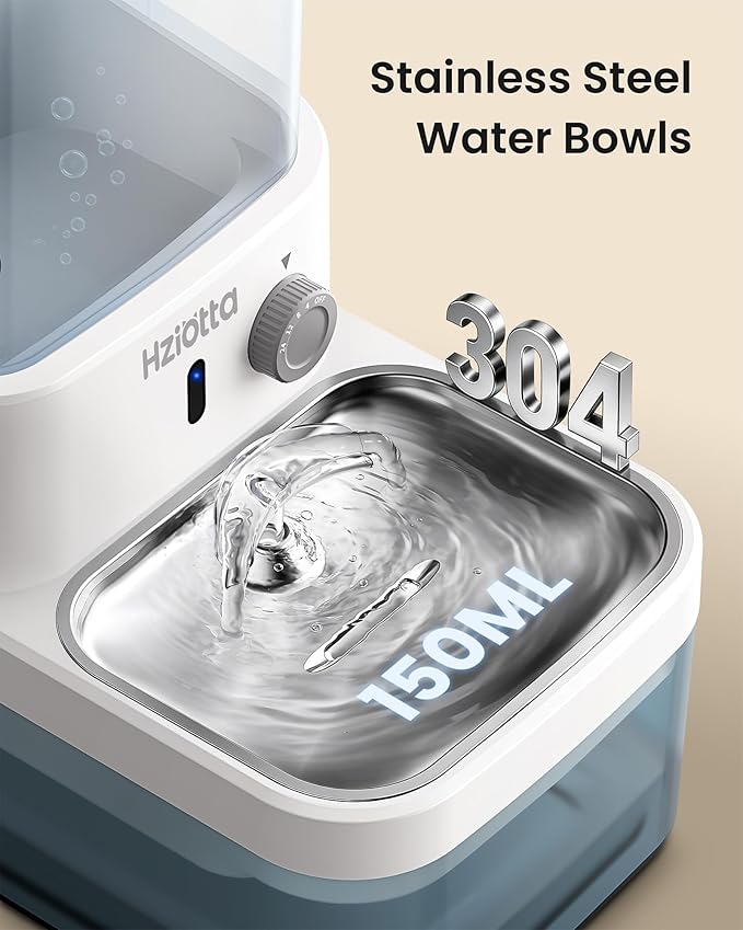 Cat Water Fountain with Radar Sensing, Stainless Steel Pet Water Fountain with 3L Clean Water Tank & 2.7 L Wastewater Tank, Wireless Cat Fountains for Drinking, No Filters, 30db Low Noise