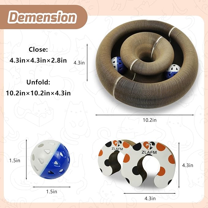 Magnetic Magic Organ Cat Scratcher Toy, Extra-Thick & Large Connectable Cardboard Scratching Board with Bell Ball, Interactive Enrichment Toy for Indoor Cats & Kittens (3 Pack)
