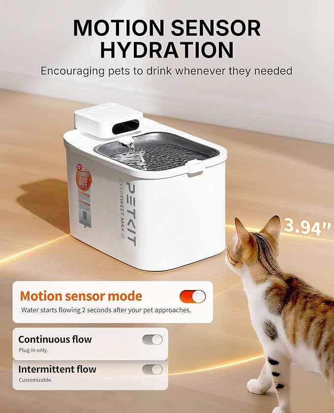 PETKIT EVERSWEET MAX Cordless Cat Water Fountain and 5 pcs Filters Bundle, 101 oz/3L Pet Fountain for Cats Dogs Inside, Automatic Cat Water Dispenser Battery Operated