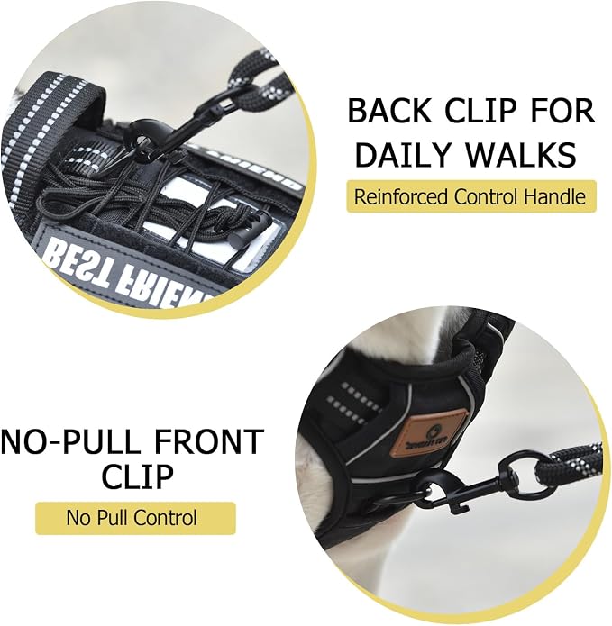 Heavy Duty Dog Harness with Handle, No Pull Adjustable Outdoor Vest with Metal Buckles, MOLLE Panel & Reflective Strips for Medium Large Dogs