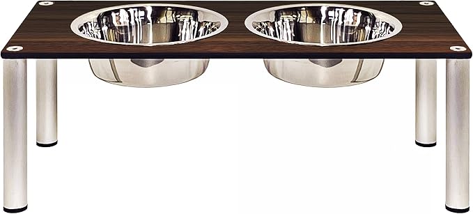 Raised Pet Bowls for Cats and Dogs, Outdoor Elevated Dog Cat Food and Water Bowls Stand Feeder on Aluminum Legs with 2 Stainless Steel Bowls Sizes for Small Medium and Large Dogs. - Medium (Tosca)