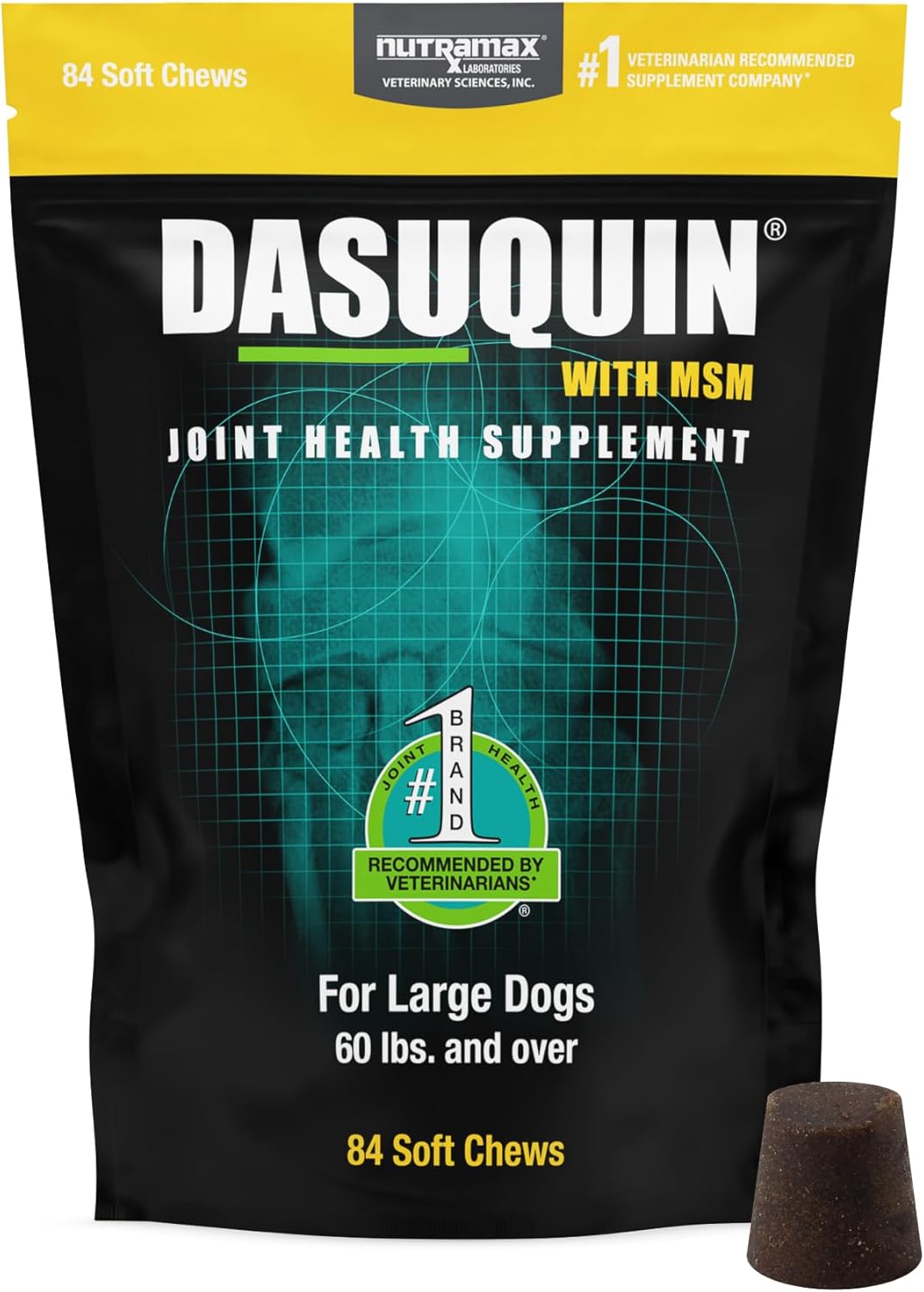 Nutramax Laboratories Dasuquin with MSM Soft Chews Large Dog 84 Count, brown