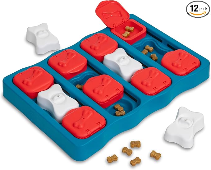 Outward Hound by Nina Ottosson Dog Brick – Interactive Treat Puzzle Enrichment Toy, Level 2 Intermediate (Pack of 12)