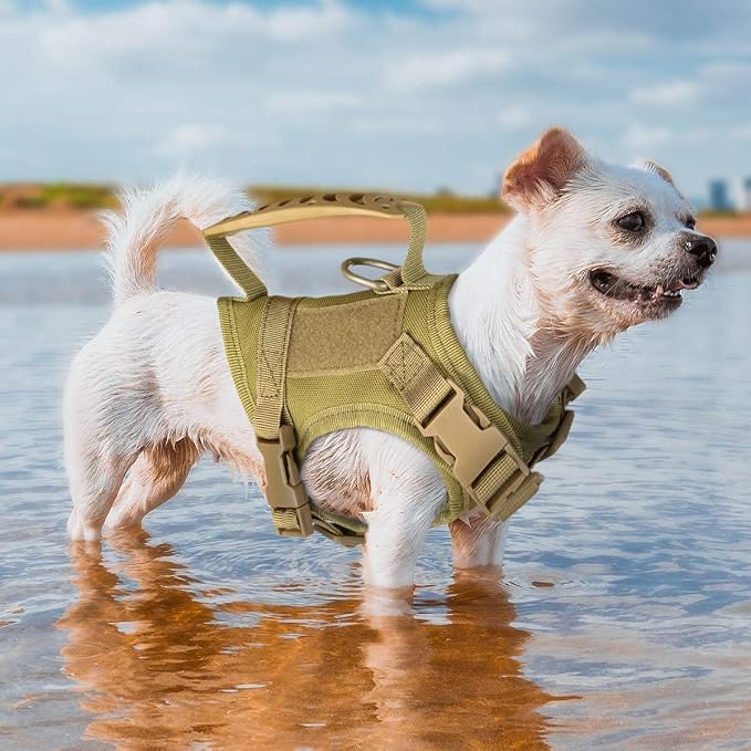 Tactical Nylon Adjustable Dog Vest Harness Comfy Mesh Padding Puppy Vest with Quick-Release Buckle and Rubber Handle for Small Dog/Big Cat