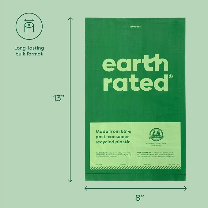 Earth Rated Dog Walking Essentials Bundle - Includes 300 Dog Waste Bags on Single Bulk Roll and 100 Dog Grooming Wipes, Unscented