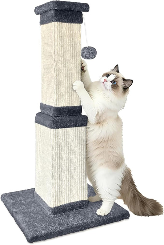 Cat Scratching Post, 32 Inch Cat Scratching Posts for Large Cats, Scratching Posts for Indoor Cats Adults, Cat Scratch Post with Nature Sisal, Deep Gray