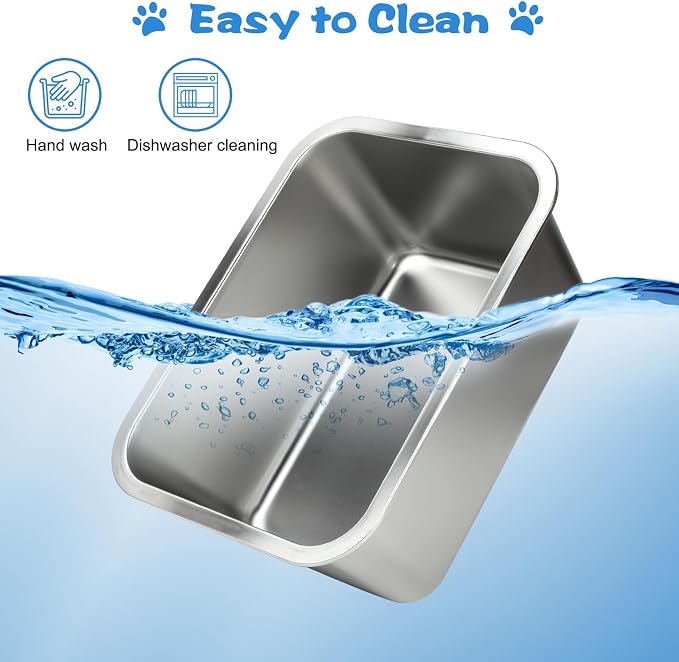 YUEPET Outdoor Dog Water Bowl, 2 Gallon Stainless Steel Bowl for Dogs | Outdoor Dog Water Bowl, 2 Gallon Capacity, Food and Water Use, Rounded Corners, Raised Edge, Easy to Clean, XL Dogs
