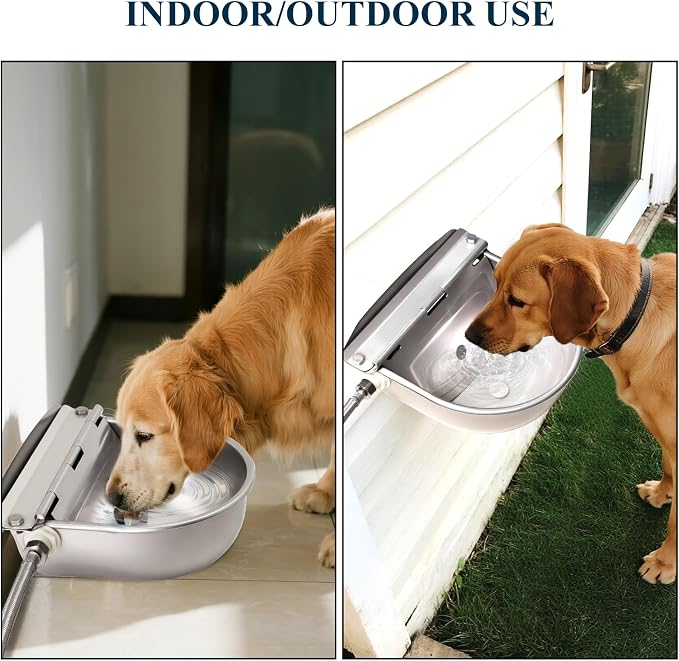 Automatic Water Bowl for Dog Large Size,Animal Drinking Water Bowl,Outdoor Dog Water Bowl,304 Stainless Steel Water Bowl with Float Valve, Drain Hole, Pipe,for Poultry and Livestock