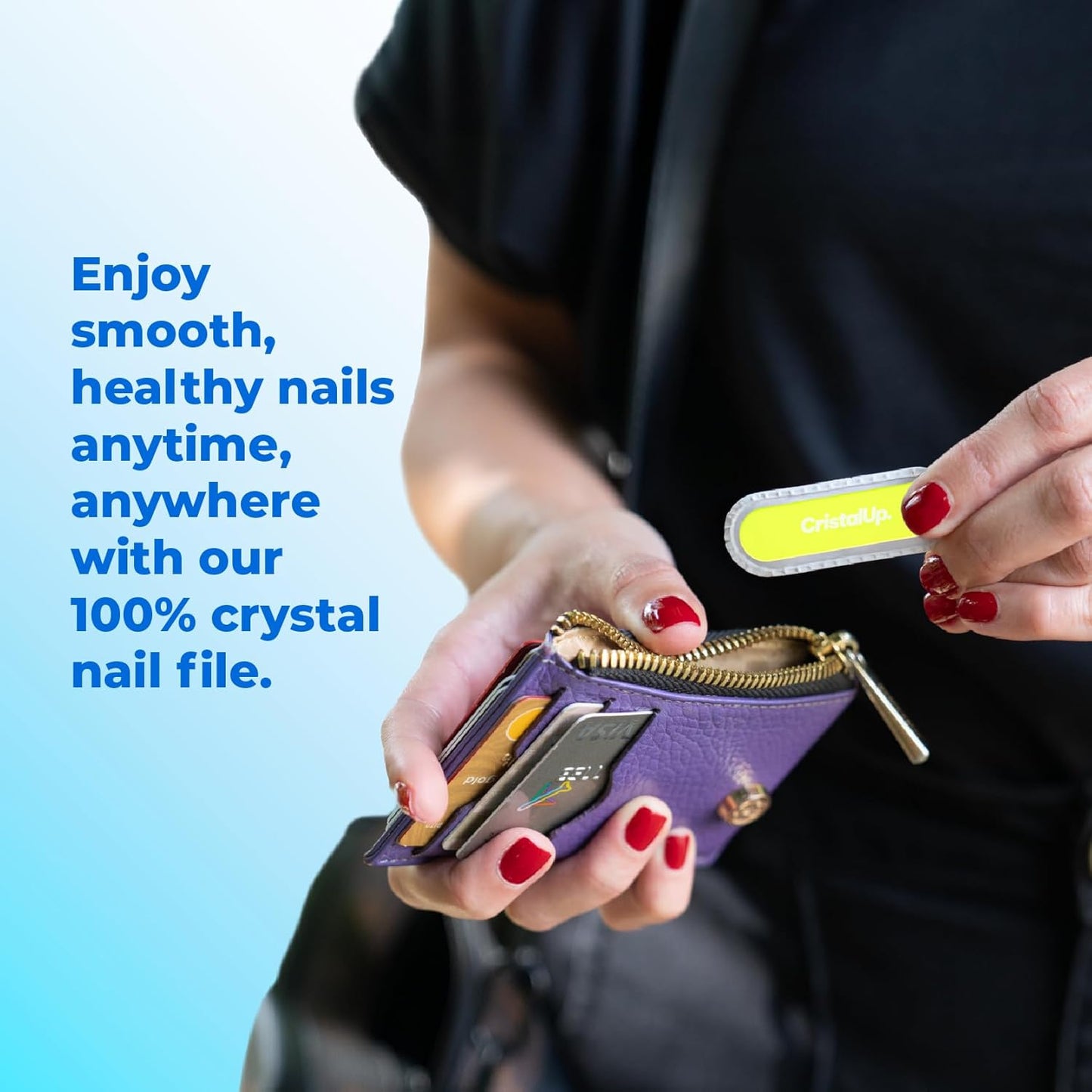 Crystal Nail File 1.6 in, Mini Glass File Ideal for Wallet, Durable, Gentle on Nails, Perfect for Travel, Home, Office and On the Go, Compact for Quick Touch Ups