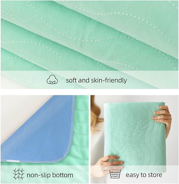 Pee Pads for Adults, Kids and Pets, Cotton-Like Surface, Machine Washable, 100% Leak Prevention with Waterproof TPU Layer (2 Pack, 34*52 inch)