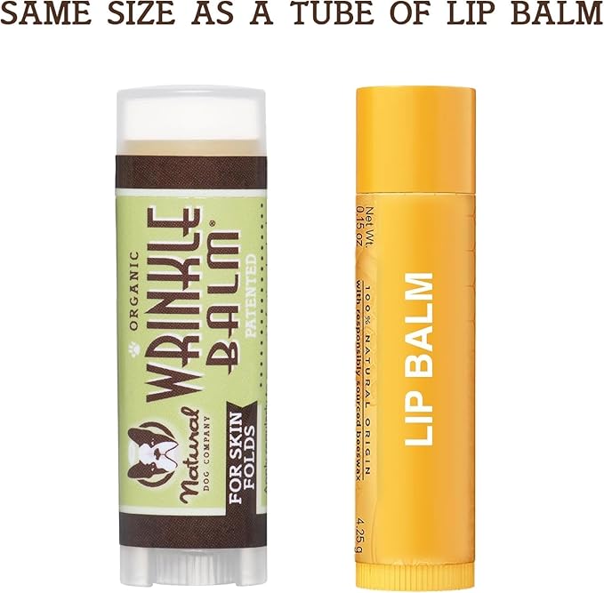 Natural Dog Company Wrinkle Balm, Travel Stick, 0.15 oz, 4 Pack, Dog Lotion for Dry Itchy Skin, Cleans Wrinkles, Yeast Infection Treatment for Dogs, Plant Based, Made in USA