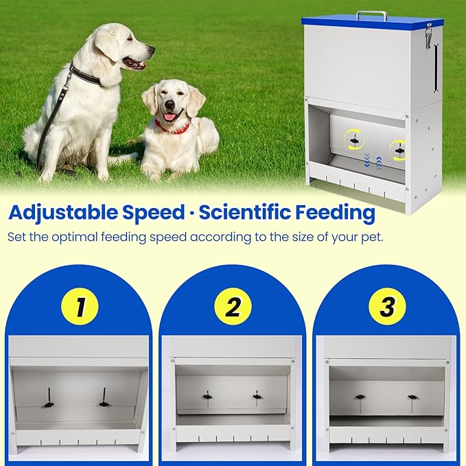 22lbs Gravity Dog Feeder - Automatic Dog Feeder Large Breed | Dog Food Dispenser,Adjustable Feeding Speed,Two Installation Method,Solid Material, Viewing Window Design,for Cat Dog