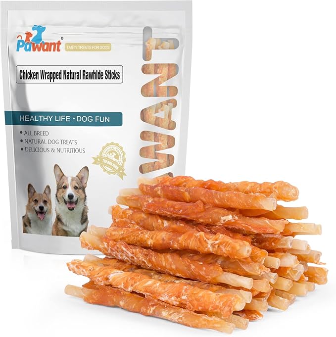 Pawant Chicken Wrapped Rawhides for Dogs Treats Puppy Training Snacks Sticks Dog Rawhide Chews All Natural Dog Treats 0.5lb