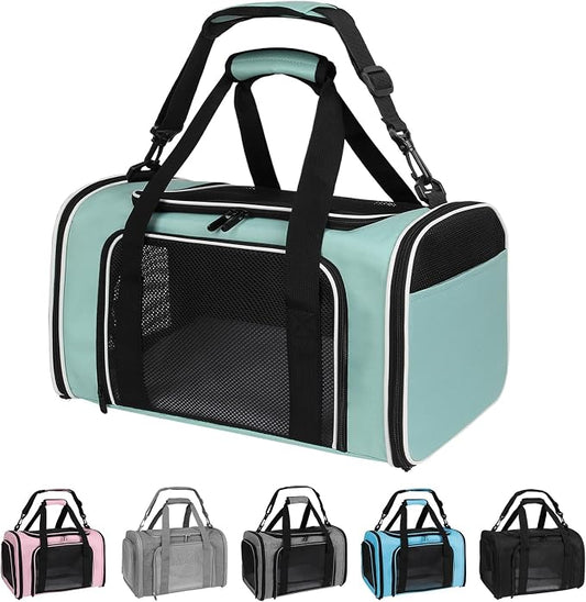 Cat Dog Carriers Soft-Sided, Pet Travel Carrier for Small Cats Dogs Under to15lbs, Soft-Solid Collapsible Carrier,(Medium,Green)