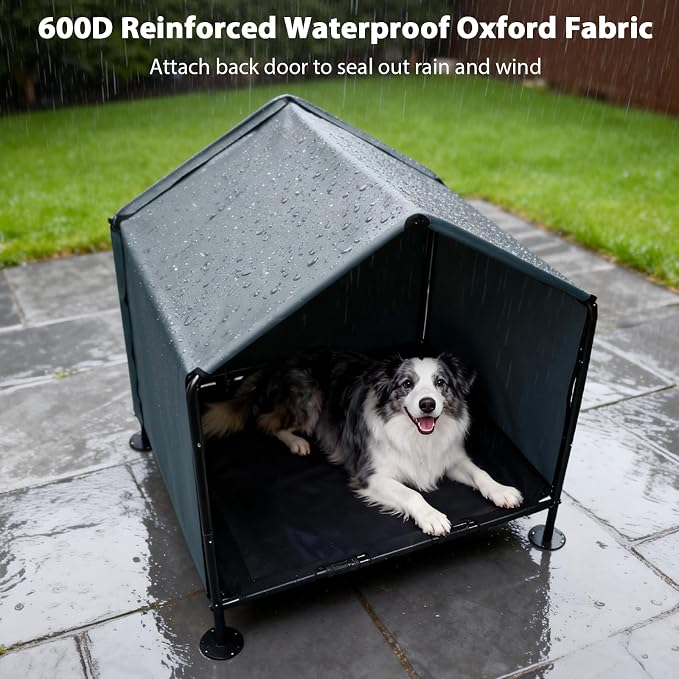 Outdoor Dog Tent with Bed, Dog Canopy Pet Shade Shelter Dog House | Dog House Outdoor Indoor Weatherproof, Outside Elevated Dog Cot Bed Dog Tent Shade，Dog Tent Outdoor