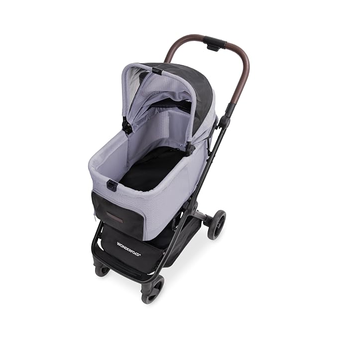 WonderFold Bella Pet Stroller - Autofold Design with Lightweight Aluminum Frame, Breathable Carriage Fabrics and Canopy, Safety Tethers & Easy-Clean Interior - Lilac