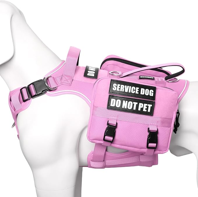 Service Dog Vest with Removable Backpack for Large Dogs Pink XL | No Pull Adjustable Dog Harness with Pockets,Soft Padded Handles&Molle for Patches,Heavy Duty for Training Hiking Hunting
