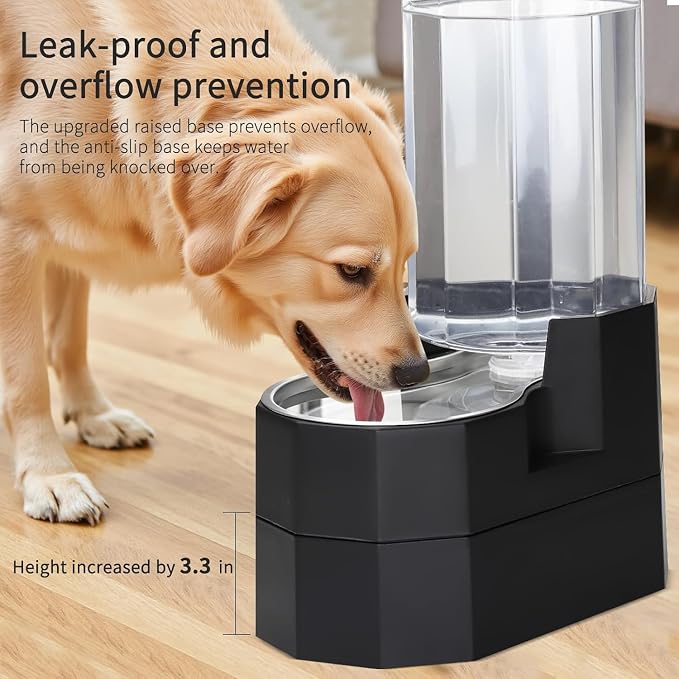 Sfozstra 8L Raised Pet Water Dispenser: Large Breed Comfort | Gravity Fed /304 Stainless Steel Bowl/No Filter Replacement/ Spill Resistant Base /Dishwasher Safe / Kitchen Living Room Use