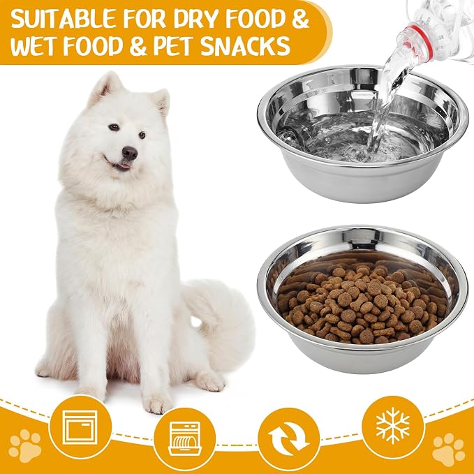 Patelai 4 Pcs Stainless Steel Dog Bowls 7.9" with Silicone Lids Portable Food and Water Dishes for Pets Sealable Containers for Small Medium Dog Cat Indoor (Black)