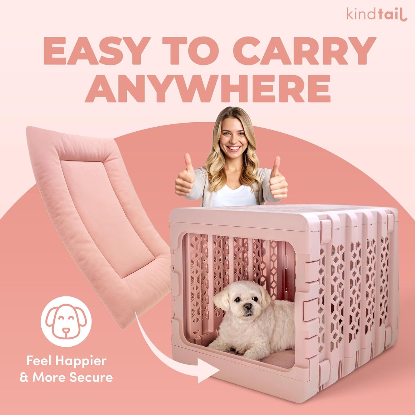 KindTail Dog Crate Pad - Soft Velvet, Reversible Bed - Machine Washable Kennel Mat for Pets up to 25 lbs - Mattress for Cozy Sleeping - 25” x 19” x 1” (Light Green, Medium)