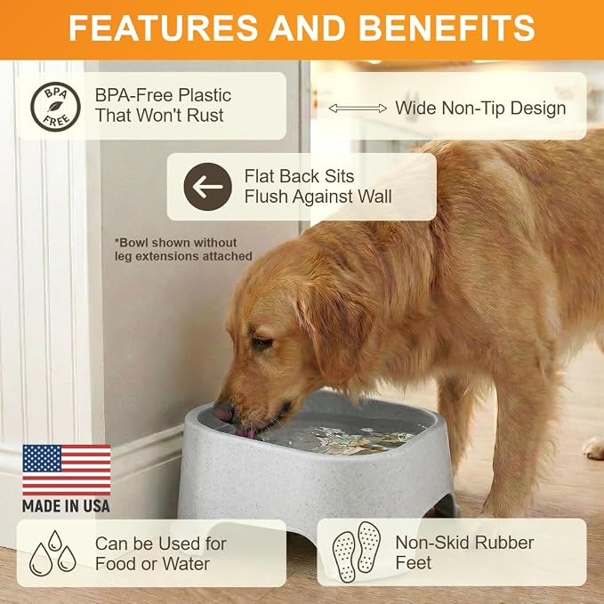 Neater Pet Brands Extra Large Water Bowl for Dogs, Elevated Outdoor Dog Water Bowl (1.25 Gallon XL Capacity), Big Trough Style Food Dish for Indoors or Outside, No Spill Large Dog Bowls, Vanilla Bean
