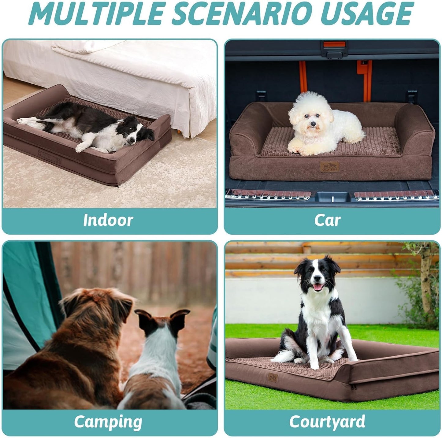 Orthopedic Dog Bed for Extra Large Dog, XL Pet Couch for XLarge Dog, Supportive Foam Bolster Sofa with Waterproof Lining Cover, Anti-Slip, Comfort, Washable, 42x30x7.5 in, U Shape, Brown