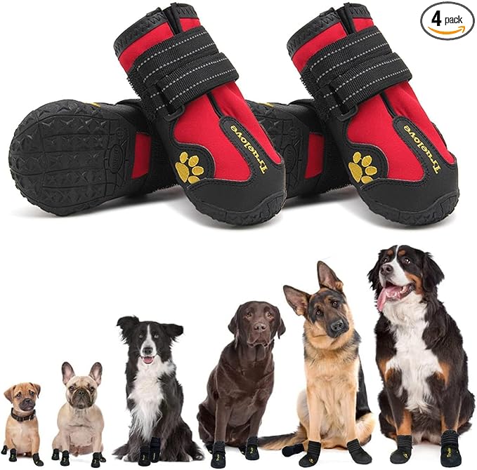 Expawlorer Anti-Slip Dog Shoes - Winter Booties with Reflective Strap, Waterproof Rain Boots for Large Dogs, Paw Protectors for Cold/Hot Pavement, Snow Shoes for Outdoor
