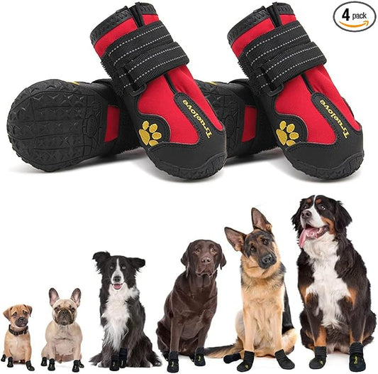 Expawlorer Anti-Slip Dog Shoes - Winter Booties with Reflective Strap, Waterproof Rain Boots for Large Dogs, Paw Protectors for Cold/Hot Pavement, Snow Shoes for Outdoor