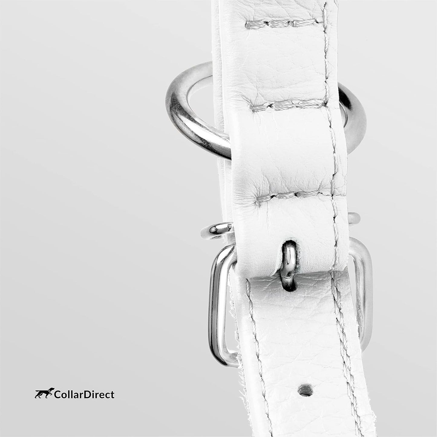 CollarDirect Rolled Leather Dog Collar, Soft Padded Round Puppy Collar, Handmade Genuine Leather Collar Dog Small Large Cat Collars 13 Colors (6 Inch, White Textured)